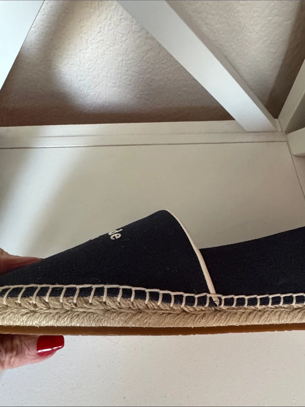 kate spade navy and white canvas espadrille slip-on